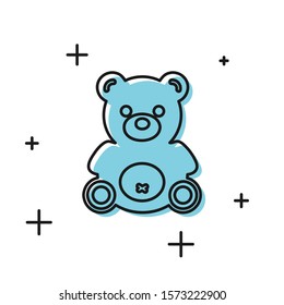 Black Teddy bear plush toy icon isolated on white background.  Vector Illustration
