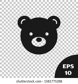 Black Teddy bear plush toy icon isolated on transparent background.  Vector Illustration