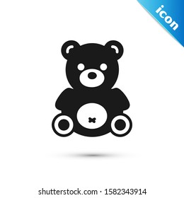 Black Teddy bear plush toy icon isolated on white background.  Vector Illustration