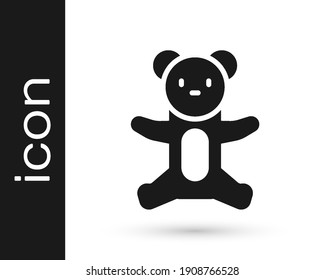 Icono de juguete de peluche de oso negro aislado en fondo blanco.  Vector