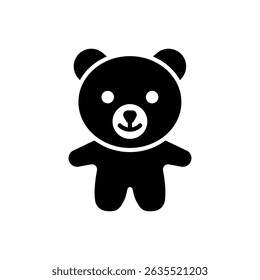 Preto ursinho pelúcia pelúcia brinquedo linha arte vetor ícone para aplicativos e sites