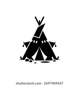 Schwarzer Tipi oder ein Rahmen Zelt Silhouette minimalistischen Camping-Symbol