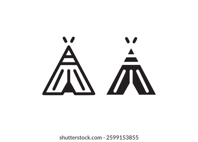 Black teepee icon set on white background Vector