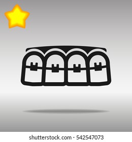 black teeth braces Icon button logo symbol concept high quality