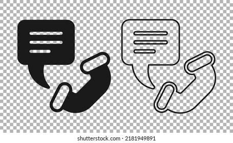 Black Telephone 24 hours support icon isolated on transparent background. All-day customer support call-center. Full time call services.  Vector