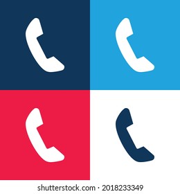 Black Telephone Auricular blue and red four color minimal icon set