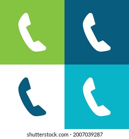 Black Telephone Auricular Flat four color minimal icon set