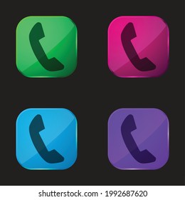 Black Telephone Auricular four color glass button icon