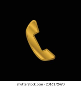 Black Telephone Auricular gold plated metalic icon or logo vector