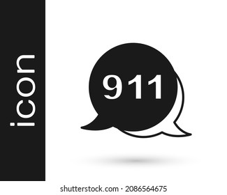 Black Telephone with emergency call 911 icon isolated on white background. Police, ambulance, fire department, call, phone.  Vector