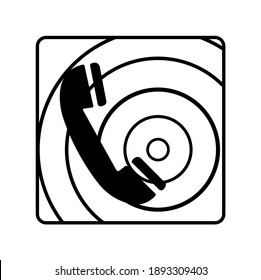 Black Telephone for Fire Icon, Vector Illustration Isolated On White Background Label. EPS10