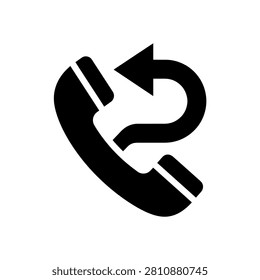Black telephone handset callback icon graphic with telephone, callback