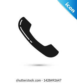 Black Telephone handset icon isolated on white background. Phone sign.  Vector Illustration