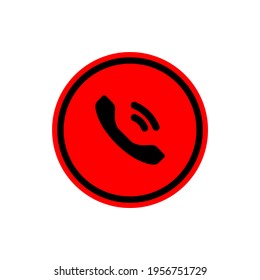 Black telephone handset telephone receiver in red circle icon in color. Phone or call concept. Trendy flat isolated symbol sign for: illustration, logo, mobile, app, design, web, ui, ux. Vector EPS 10