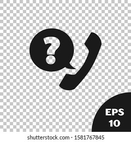 Black Telephone handset and speech bubble chat icon isolated on transparent background. Phone sign.  Vector Illustration