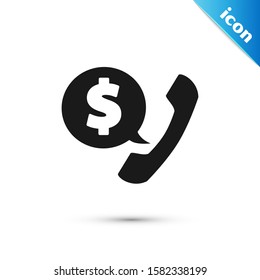 Black Telephone handset and speech bubble chat icon isolated on white background. Phone sign.  Vector Illustration