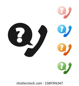 Black Telephone handset and speech bubble chat icon isolated on white background. Phone sign. Set icons colorful. Vector Illustration