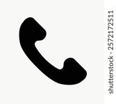 Black telephone icon, isolated element. Simple phone symbol, classic telephone design. Perfect for communication, phone apps, and contact icons. Simple icon vector element.