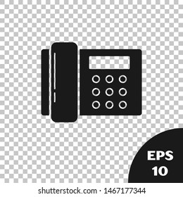 Black Telephone icon isolated on transparent background. Landline phone.  Vector Illustration