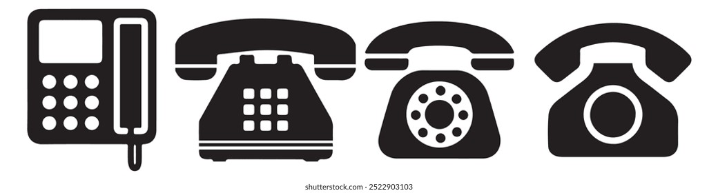 Black telephone icon. Telephone vector illustration eps 10