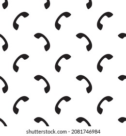 Black telephone seamless pattern on white background. Vector illustration.