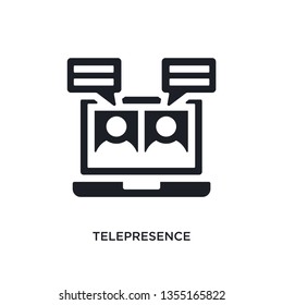 black telepresence isolated vector icon. simple element illustration from augmented reality concept vector icons. telepresence editable black logo symbol design on white background. can be use for