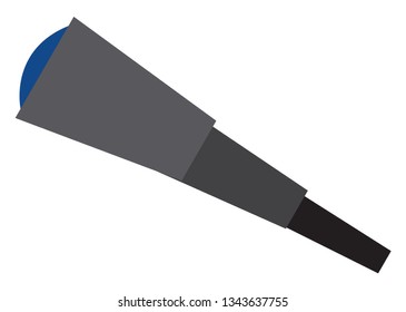 A black telescope with blue lens vector color drawing or illustration