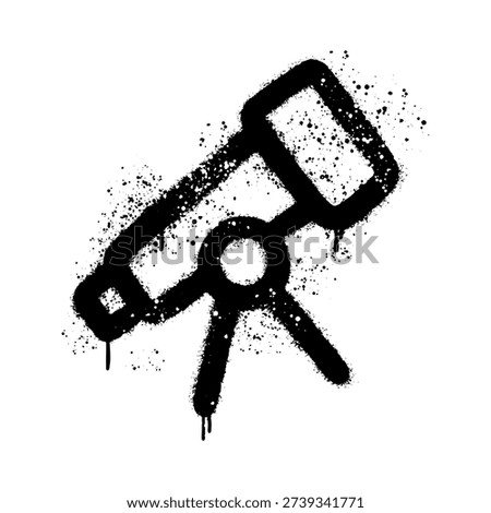Black telescope graffiti spray paint icon isolated on white background symbol