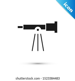Black Telescope icon isolated on white background. Scientific tool. Education and astronomy element, spyglass and study stars.  Vector Illustration