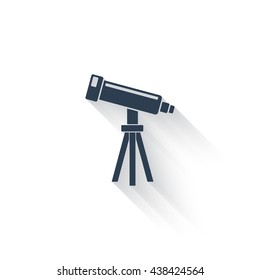 Black Telescope icon with long shadow