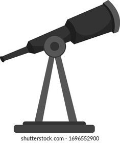 Telescopio negro, ilustración, vector sobre fondo blanco