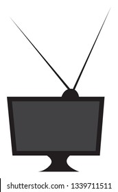 A black television having two antennas on top of it vector color drawing or illustration