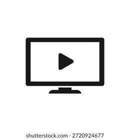 Schwarzer Fernsehbildschirm mit weißer Spieltaste