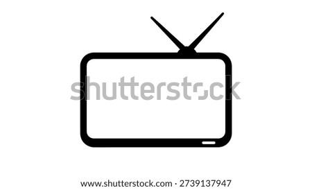 Black television with two antennas and blank screen