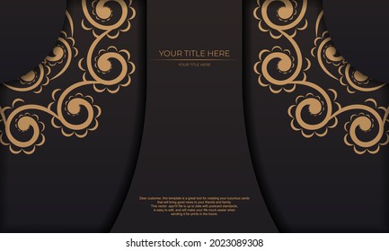 Black template banner of gorgeous vector patterns with mandala ornaments and place under text. Template for design printable invitation card with mandala patterns.