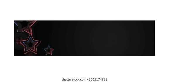 Plantilla negra cubierta Horizontal y Anuncio con estrellas gradiente colorido efecto de luz brillante Plantilla