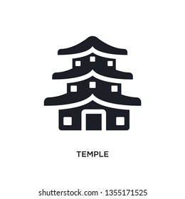 black temple isolated vector icon. simple element illustration from religion concept vector icons. temple editable logo symbol design on white background. can be use for web and mobile