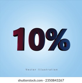 diez por ciento negro en ilustración vectorial 3d