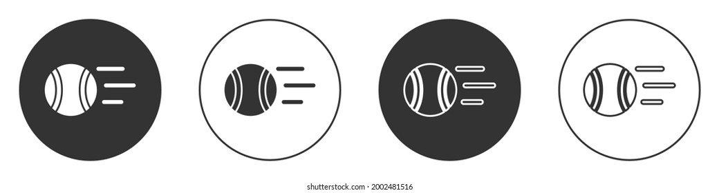 Black Tennis ball icon isolated on white background. Sport equipment. Circle button. Vector