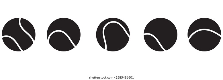 Black Tennis ball icon set  vector logo design flat style. tennis ball icon page symbol for your web site design tennis ball icon logo, app, UI.  1176