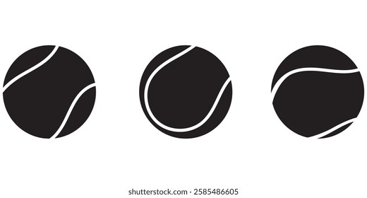 Black Tennis ball icon set  vector logo design flat style. tennis ball icon page symbol for your web site design tennis ball icon logo, app, UI.  1176