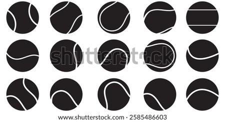 Black Tennis ball icon set  vector logo design flat style. tennis ball icon page symbol for your web site design tennis ball icon logo, app, UI.  1176
