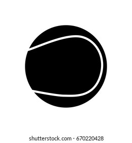 Black Tennis Ball Silhouette Isolated on White Background