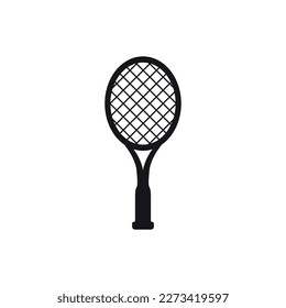Black tennis racket drawing. Vector