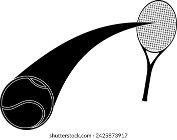 black tennis silhouette or flat racket illustration of equipment logo ball for sport with play icon and game shape competition as recreation to tournament