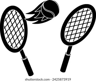 black tennis silhouette or flat racket illustration of equipment logo ball for sport with play icon and game shape competition as recreation to tournament