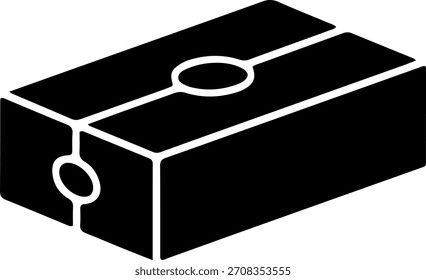 Ícone preto do bloco terminal Conector elétrico e símbolo do componente de fiação