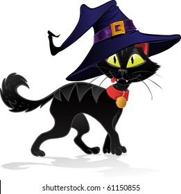 Black  terrible witch Halloween cat