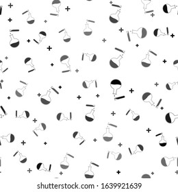 Black Test tube and flask - chemical laboratory test icon isolated seamless pattern on white background. Laboratory glassware sign.  Vector Illustration