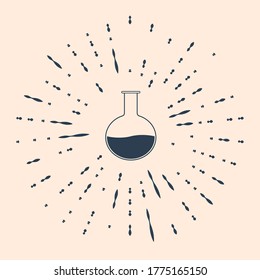 Black Test tube and flask - chemical laboratory test icon isolated on beige background. Laboratory glassware sign. Abstract circle random dots. Vector Illustration